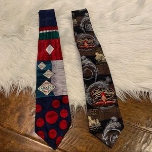 Tabasco Neck Tie Lot of 2 100% Silk The Louisiana Hot Sauce